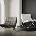 Modern Grey And White Leisure Chairs With Square Tufted Design And Metal Frame
