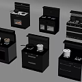 Modern Kitchen Stoves With Range Hood Oven Burners And Multiple Designs 3d model