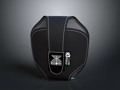 Black Travel Bag With White Stitching Front Pocket And Brand Logo 3d model