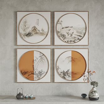 New Chinese Decorative Painting Hanging Painting 3d model