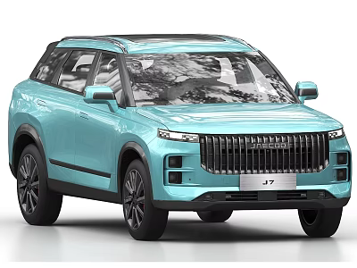 Light Blue J7 SUV Modern Front Grille Design And Stylish Exterior 3d model