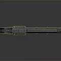 Futuristic Sci Fi Weapon Gun With Metallic Body Yellow Accents And Brown Grip