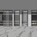 Modern Door Components With Glass Panels Black Metal Frames And Sleek Handles