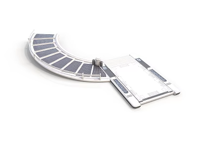 Curved Solar Panel Array Structure With Multiple Panels And Connecting Frame 3d model