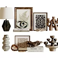 Stylish Decorative Ornament Set With Table Lamp Framed Art Sculptures Vase And Candle Holder
