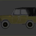 Yellow Vintage Off Road Vehicle With Black Soft Top And Rugged Design