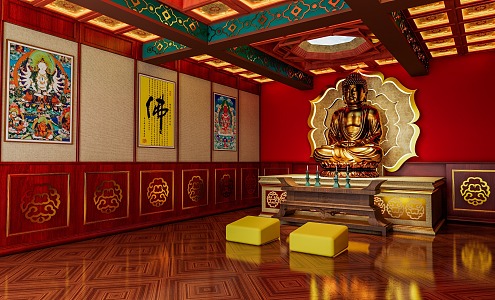 Chinese Buddhist Hall 3d model