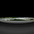 Round Showcase Shelves Displaying Urban Model Featuring Green Spaces And Water Elements 3d model