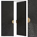 Black Security Door With Textured Surface And Golden Circular Handle 3d model