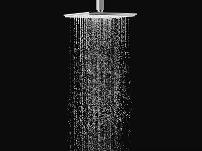 Modern Square Overhead Shower Faucet With Flowing Water And Metallic Design 3d model