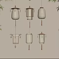 Elegant Traditional Hanging Lanterns With Various Designs Beige Color And Bamboo Leaves Home Decor