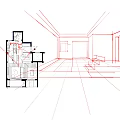 Modern Living Dining Room Interior With Sofa Coffee Table Dining Table Staircase And Wooden Shelves