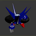 Game And Movie Character With Blue Star Shaped Head Red Eyes Black Cape Red Boots