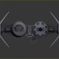 Detailed TIE Fighter Model 3D Render With Wing Structure And Engine Design