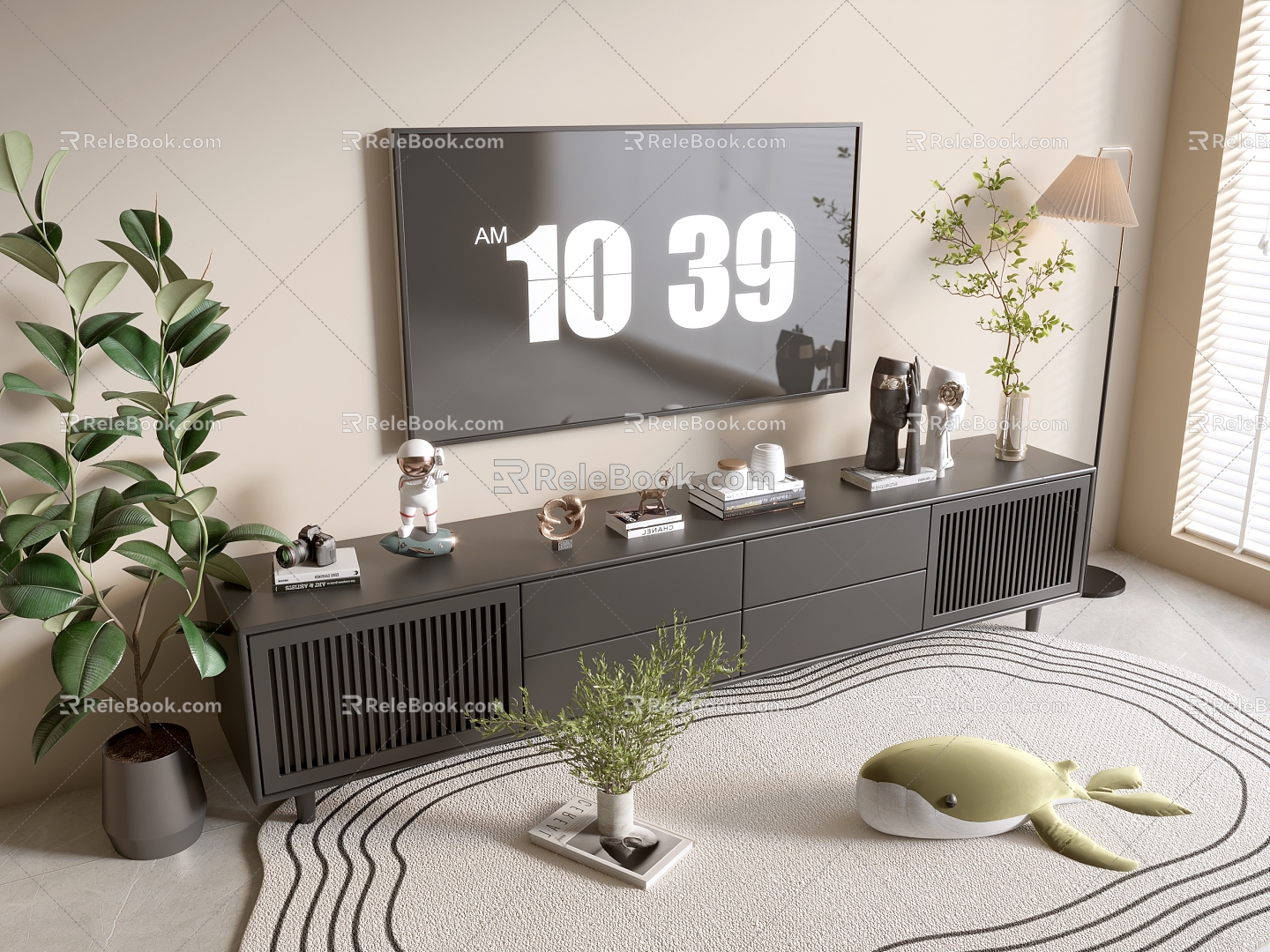 Modern Black TV Cabinet Sideboard Balcony Cabinet Storage Cabinet Entrance Cabinet 3d model