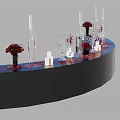 Interactive Zone With Black Curved Counter Red Flowers Transparent Goblets White Candles And Red Petals