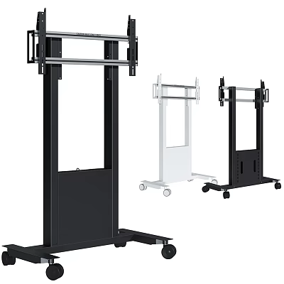 Iron Art Mobile Stand Black And White Design With Wheels Sturdy Frame 3d model