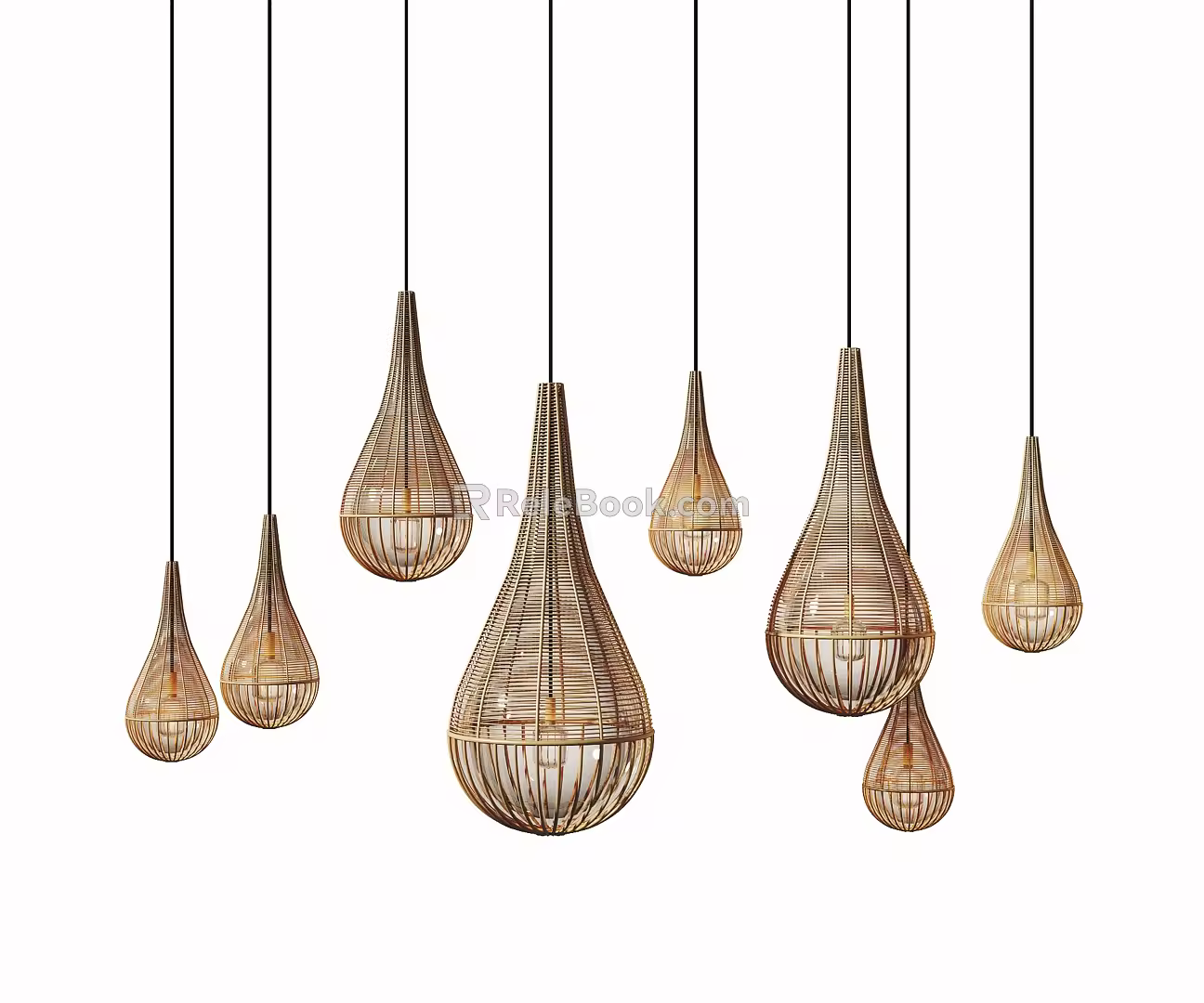 New Chinese Chandelier Rattan Chandelier 3d model