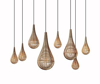 New Chinese Chandelier Rattan Chandelier 3d model