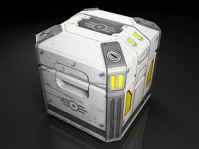 Futuristic Mechanical Container With White Body Gray Accents And Yellow Lights 3d model
