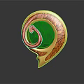 Artistic Jewelry Piece With Green Gemstone Gold Spiral And Intricate Carved Details