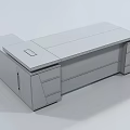 Modern Office Desk With Wooden Top Black Surface Metal Accents And Storage Drawers
