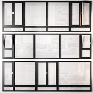 modern window balcony glass window 3d model