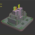 Switch Panel 3D Model With Gray Base Yellow Components And Structural Details