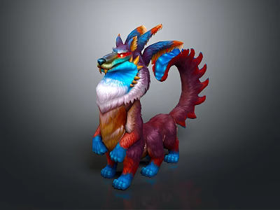 Game Movie Character Mythical Creature With Vibrant Colors Large Ears And Flame Like Tail 3d model