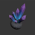 Decorative Crystal Ornament Set With Shining Colorful Pointed Crystals On Gray Stone Base