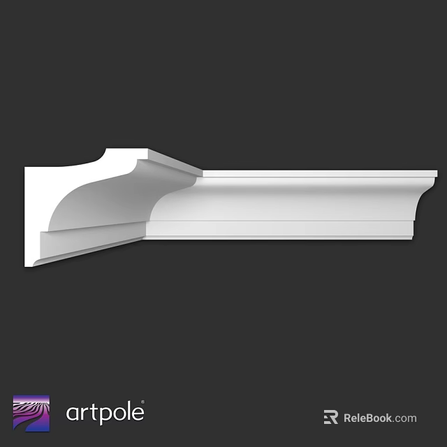 White Decorative Architectural Molding With Curved Profile And Smooth Surface Design 3d model 