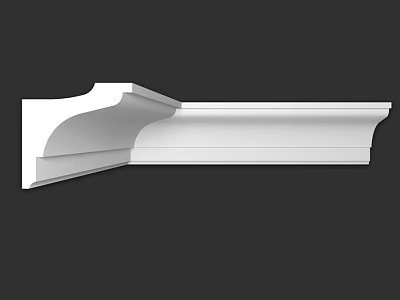 White Decorative Architectural Molding With Curved Profile And Smooth Surface Design 3d model