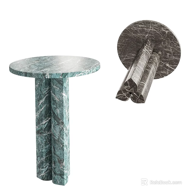 Modern Marble Side Table Design With Pedestal Base And Texture Details 3d model 