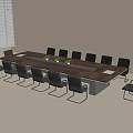Modern Conference Table With Wooden Top Black Chairs Green Plants And Papers In Meeting Room