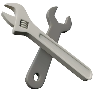 Modern Wrench Screwdriver Cartoon Wrench 3d model