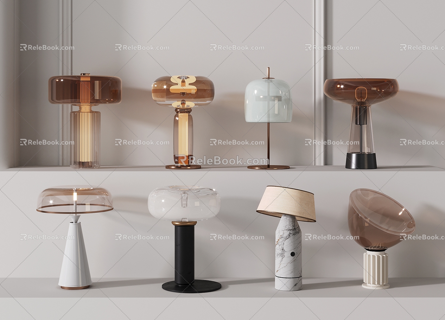 Light Luxury Table Lamp Italian Style Table Lamp Post-modern Table Lamp Glass 3d model