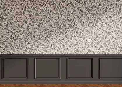 French retro style dado background wall 3d model