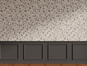 French retro style dado background wall 3d model