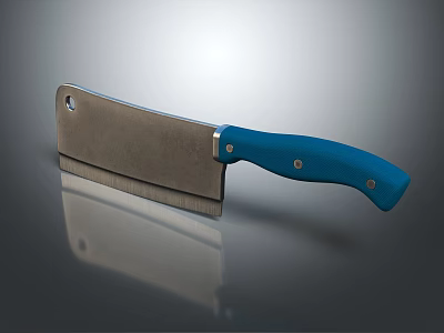 Household Kitchen Knife With Sharp Stainless Steel Blade And Blue Handle 3d model