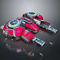 Red Sci Fi Mechanical Vehicle With Circular Components And Metallic Details 3d model