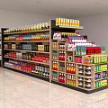 Retail Display Shelves Stocked With Various Beverages And Snacks In Store