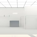 Modern Clothing Store With Glass Facade Logo Sign Display Racks And Outdoor Trees