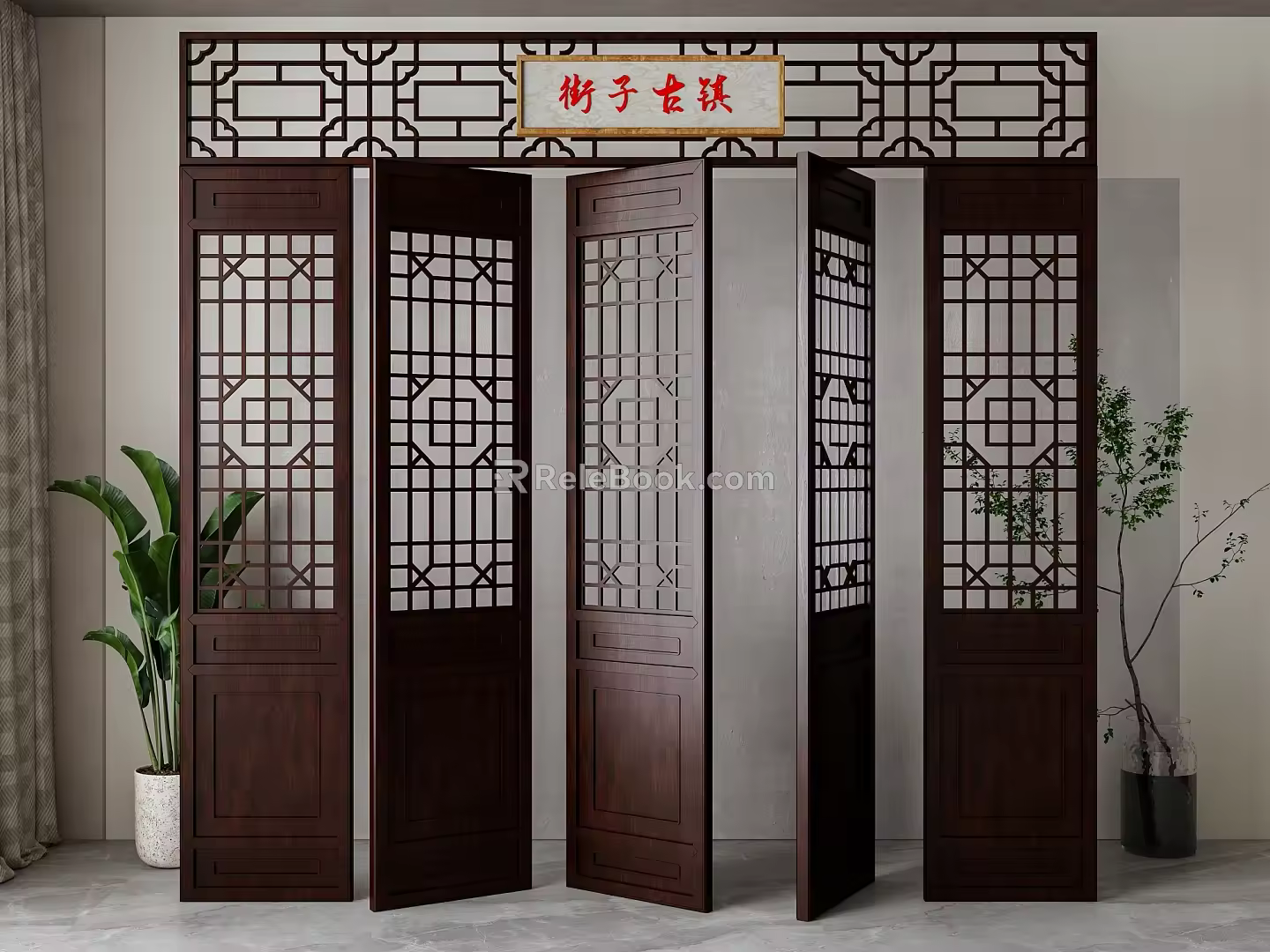 New Chinese Door Partition 3d model