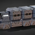 Sci Fi Mechanical Structure With Silver Modular Sections Geometric Panels And Glowing Details 3d model