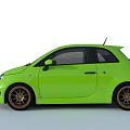 Bright Green Compact Car With Sporty Design Gold Alloy Wheels And Round Headlights