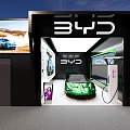BYD Mall Store Featuring Green Sports Car And Charging Station