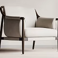 Stylish Light Beige Fabric Accent Chair With Dark Wooden Frame Minimalist Design And Comfortable Armrests