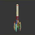 Space Rocket Design Featuring White Body Blue Section And Green Thrusters