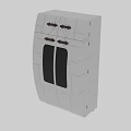 Stylish Modern Decorative Cabinet With Double Door Glass Window Pane And Metal Handles