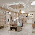Modern Clothing Store Interior with Lingerie Displays Mannequins and Hanging Clothes